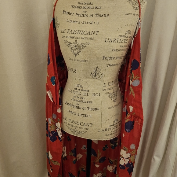 Vintage David Morris Wrap Halter Sundress Dress Red Floral 70s - Picture 16 of 16